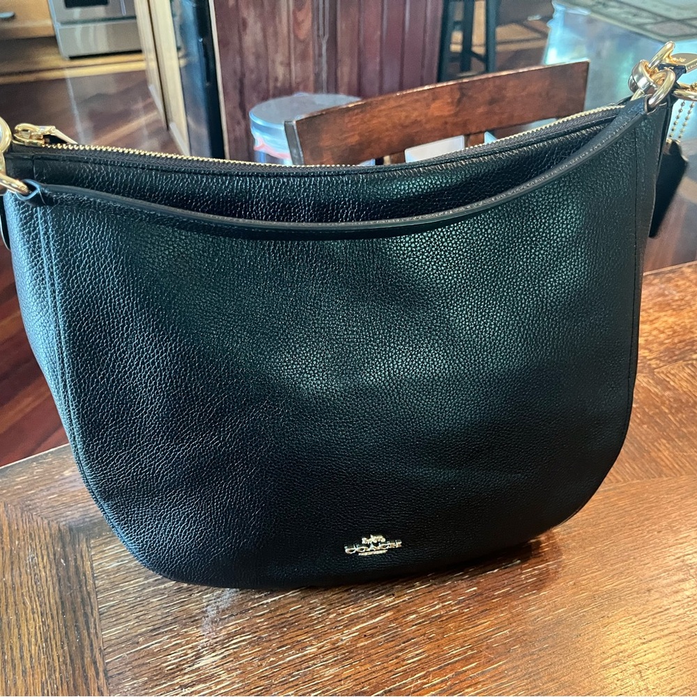 Coach Chelsea Hobo Bag - Black Pebbled Leather with Gold Hardware - Picture 12 of 14